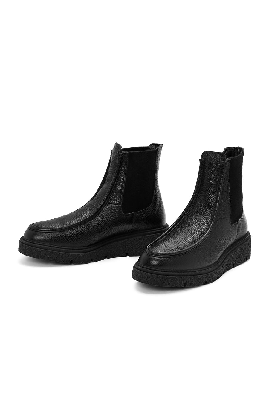 Women's Black Leather Chelsea Boots