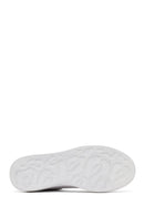 Woman White Laced Thick Sole Leather Sneakers | Derimod