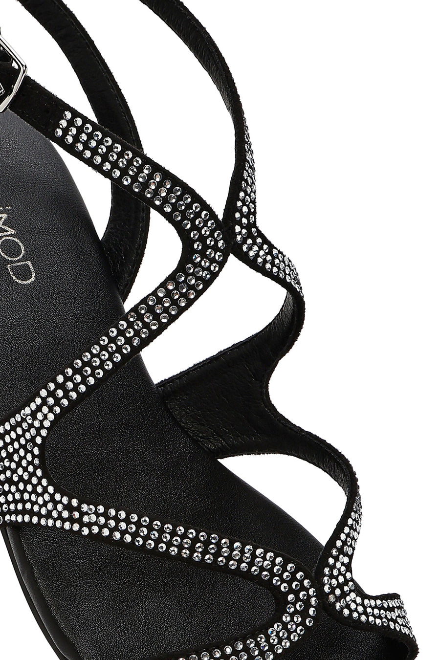 Women's Black Stone Buckle Sandals