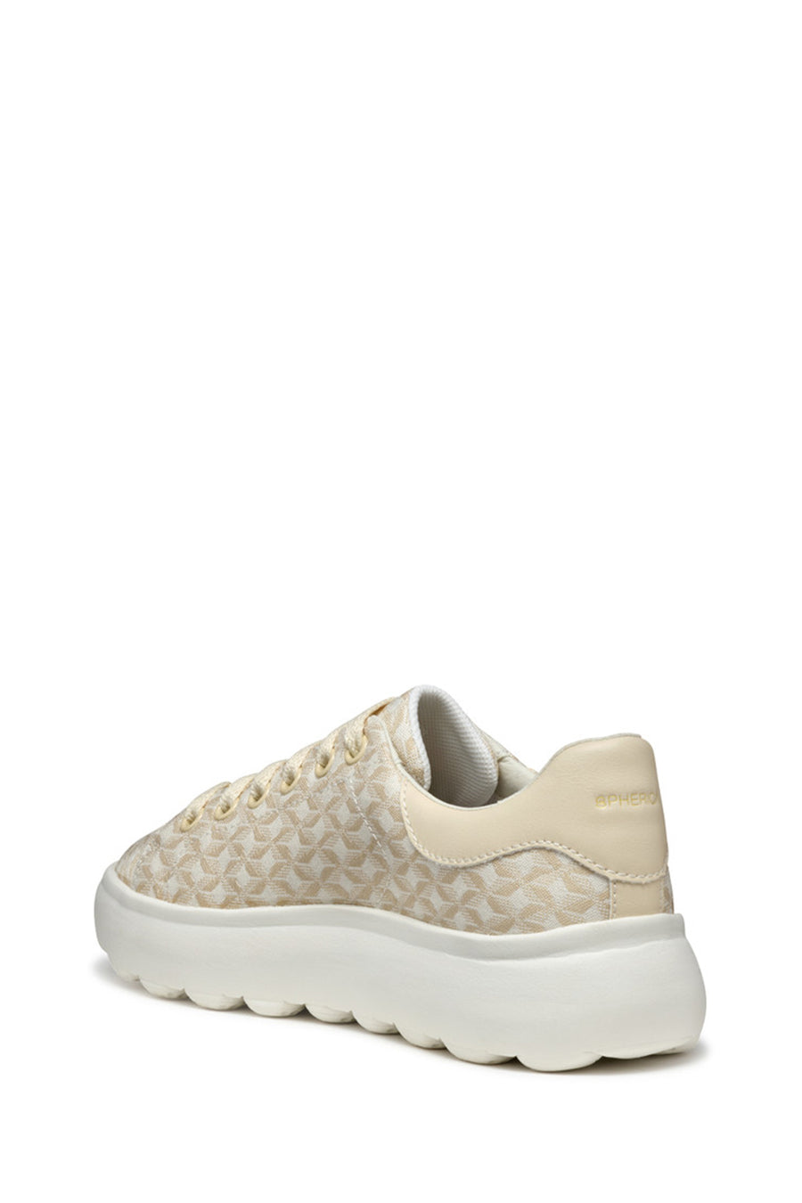 Geox Kadın Bej Spherica Ec4.1 Bağcıklı Desenli Kalın Tabanlı Sneaker
