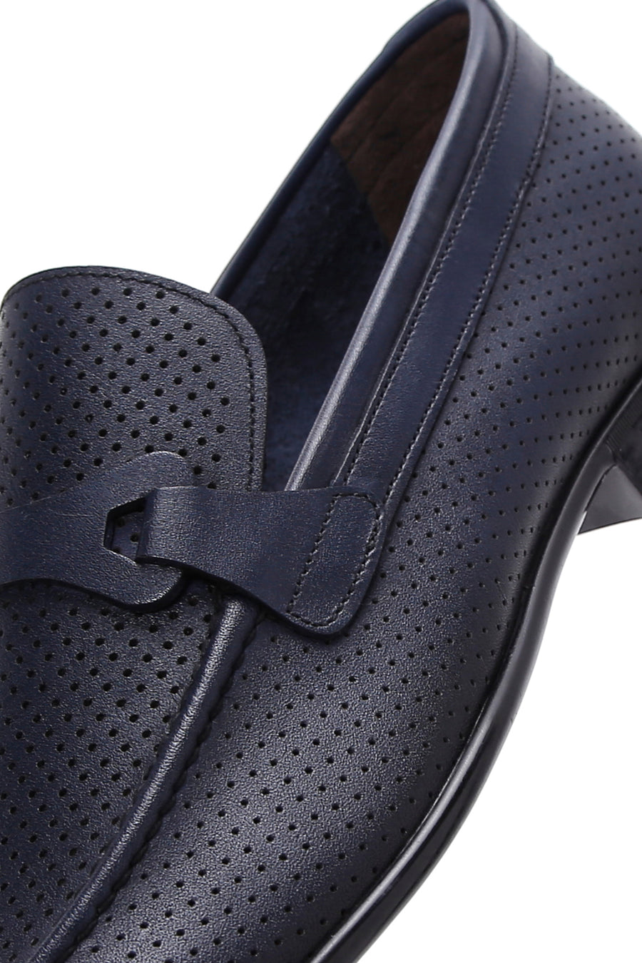 Erkek Lacivert Deri Klasik Loafer