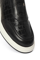 Erkek Siyah Desenli Deri Sneaker | Derimod