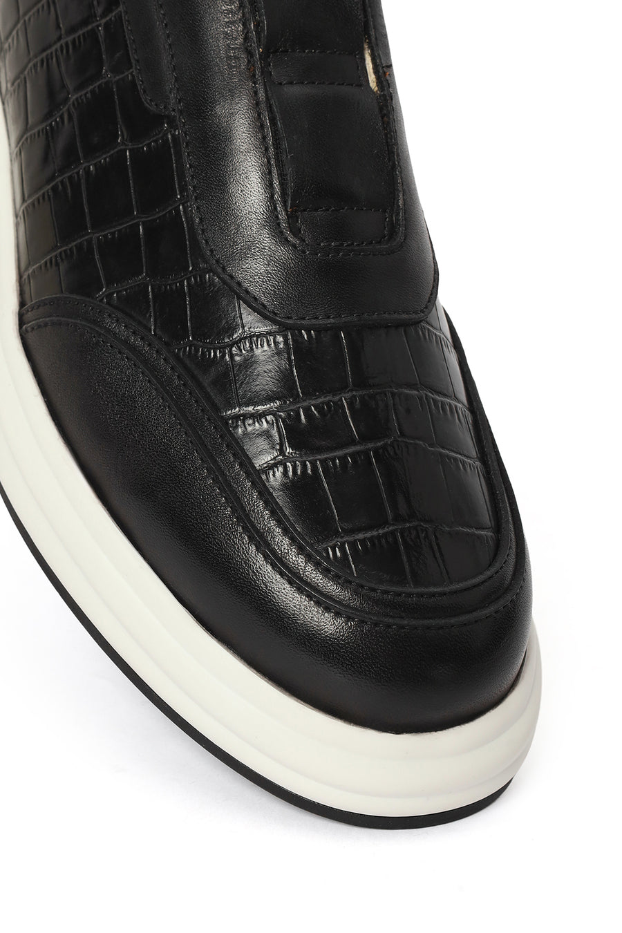 Erkek Siyah Desenli Deri Sneaker