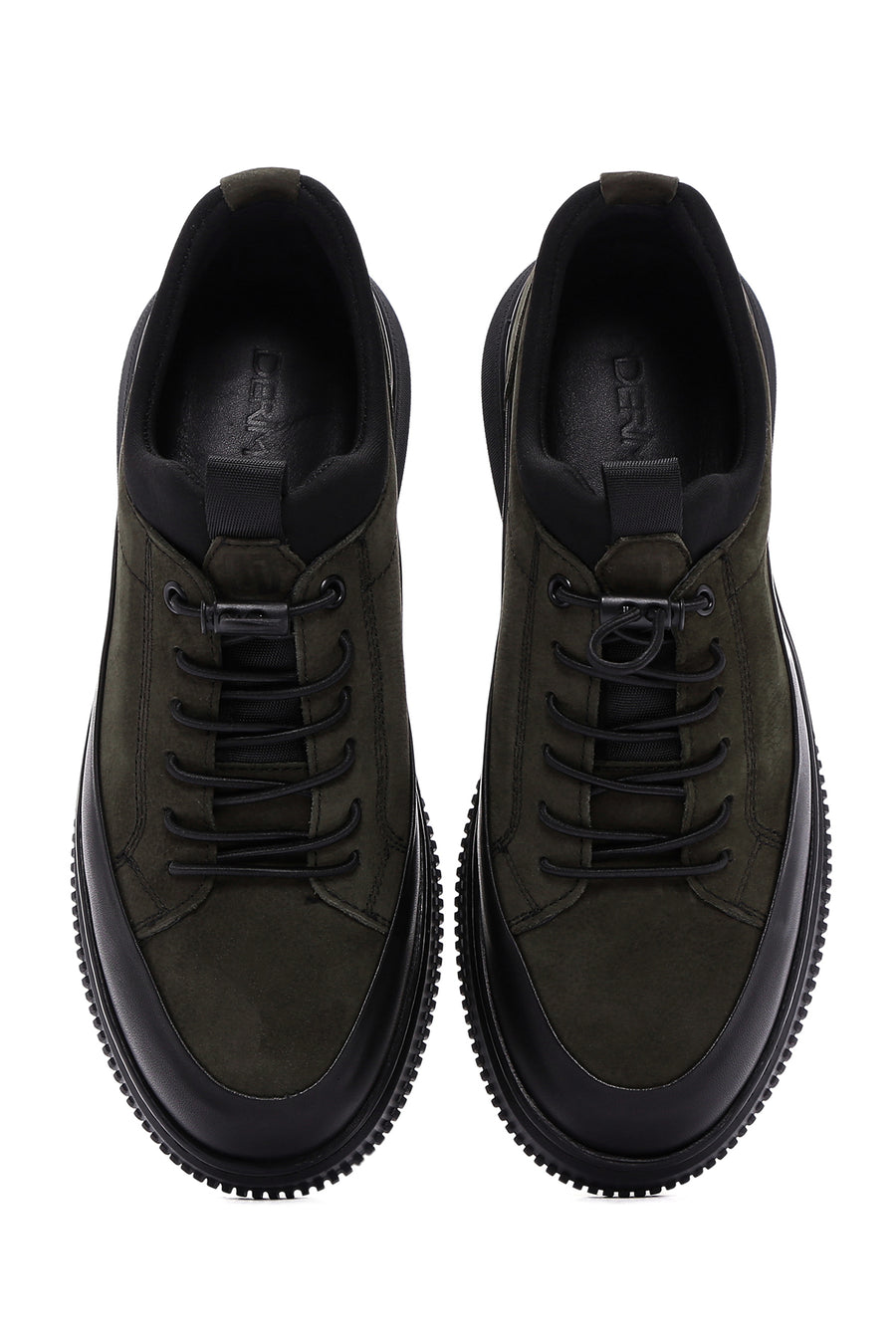 Men's Khaki Lace-Up Nubuck Leather Casual Sneaker