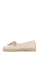 Women's Beige Stoned Leather Espadrilles | Derimod