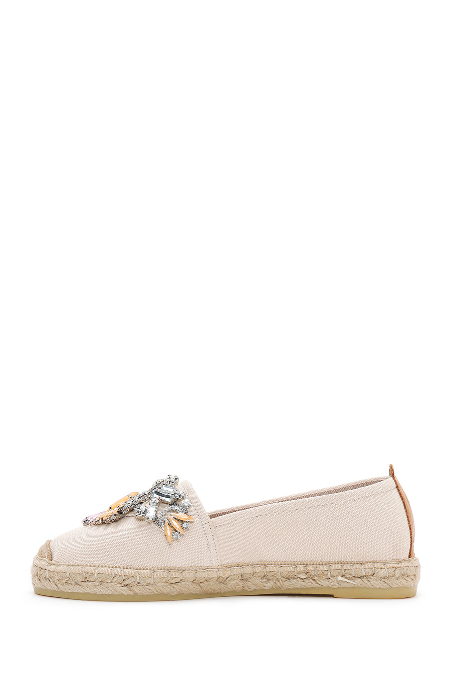 Women's Beige Stoned Leather Espadrilles
