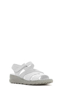 Women's White Ankle Strap Thick Soled Leather Comfort Sandals | Derimod