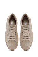 Women's Beige Lace-Up Suede Leather Sneaker | Derimod