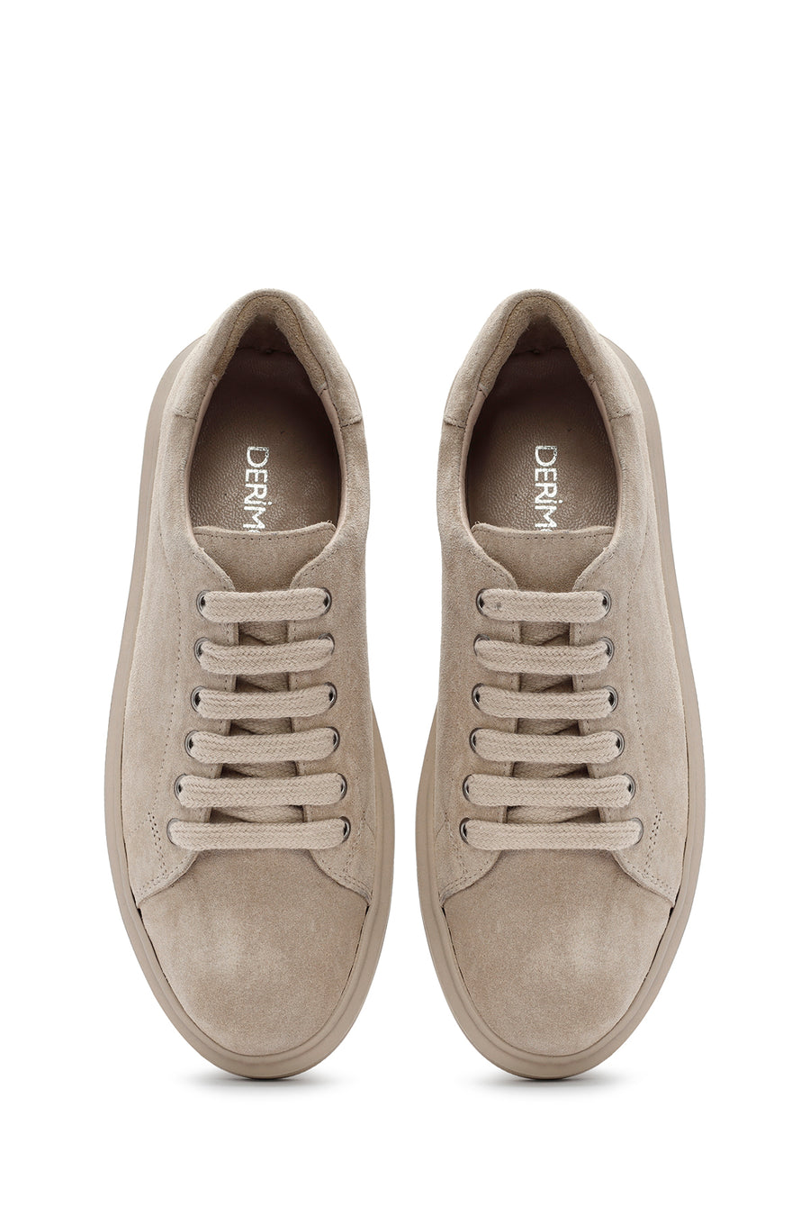 Women's Beige Lace-Up Suede Leather Sneaker