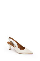 Kadın Krem Arkası Açık Topuklu Deri Ayakkabı | Derimod
