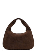 Woman Brown Braided Suede Shoulder Bag | Derimod