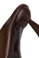 Woman Brown Heeled Leather Slipper | Derimod