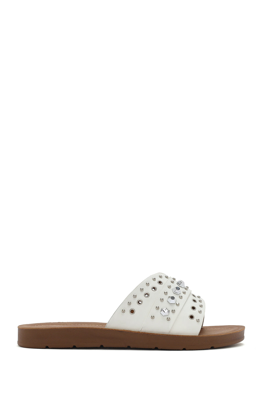 Women's White Stone Slippers 25SFE463418 | Derimod