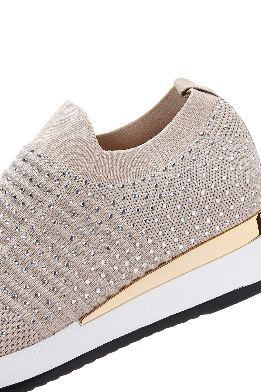 Kadın Bej Taşlı Kumaş Sneaker