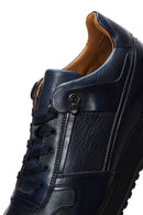 Erkek Lacivert Deri Sneaker | Derimod