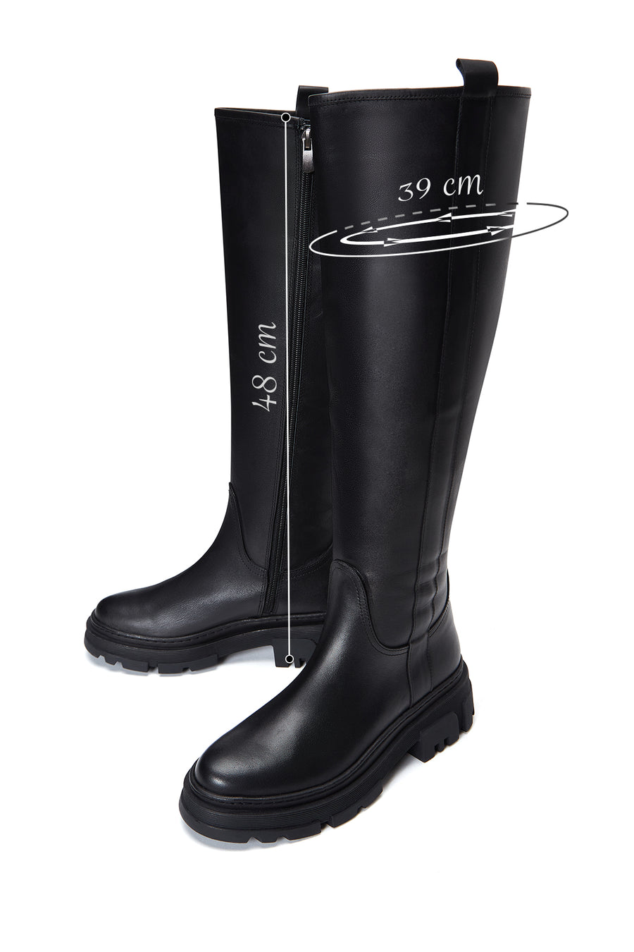 Women's Black Zippered Leather Boots