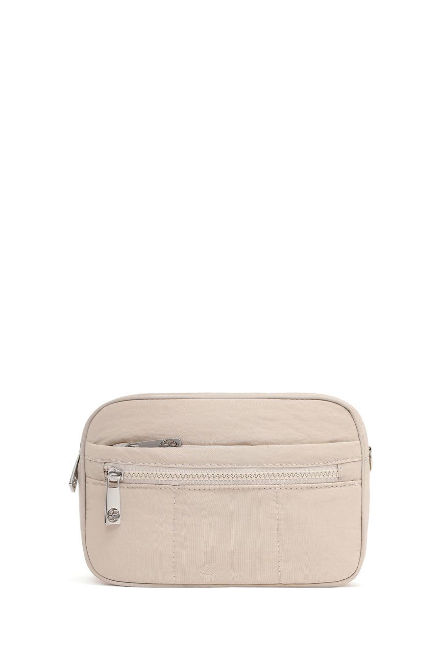 Woman Cream Long-Strap Fabric Crossbody Bag