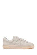Woman Cream Lace-up Leather Sneaker | Derimod