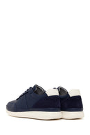 Erkek Lacivert Bağcıklı Deri Casual Sneaker | Derimod