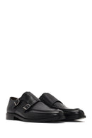 Male Black Double-Buckle Leather Casual Shoes | Derimod