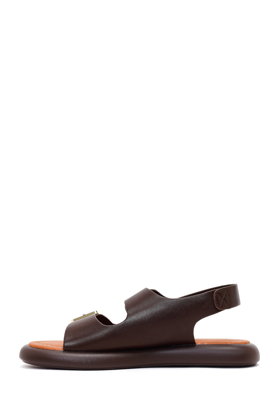Women's Brown Double Buckle Sandals
