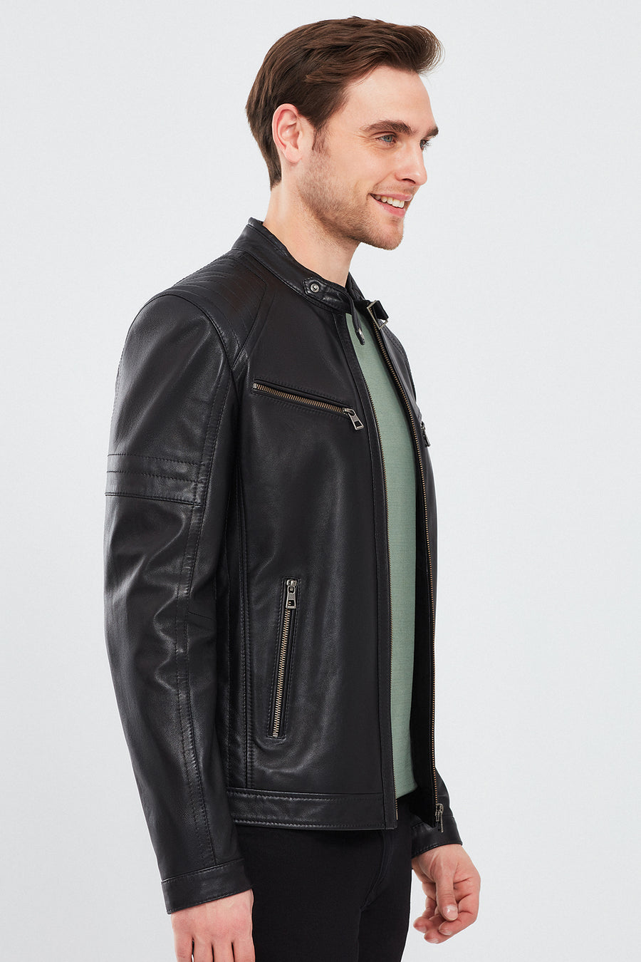 Paul Men's Black Leather Coat