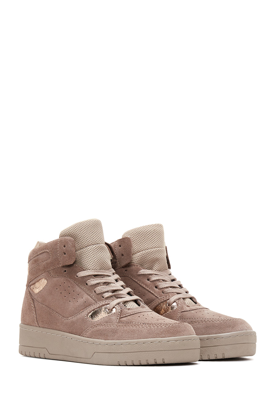 Kadın Vizon Süet Deri Bilekli Sneaker