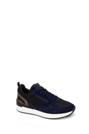 Erkek Lacivert Bağcıklı Deri Casual Sneaker | Derimod