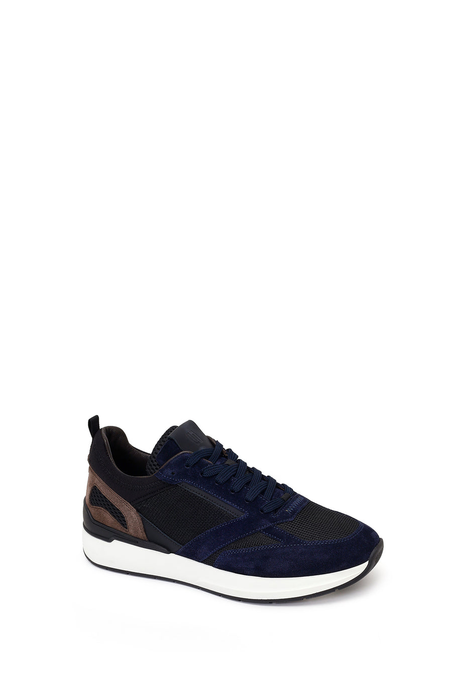 Erkek Lacivert Bağcıklı Deri Casual Sneaker