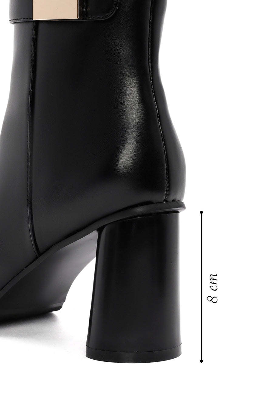Women's Black Accessory Detailed Zippered Thick Heeled Boots