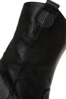 Women's Black Thick Heeled Leather Cowboy Boots | Derimod