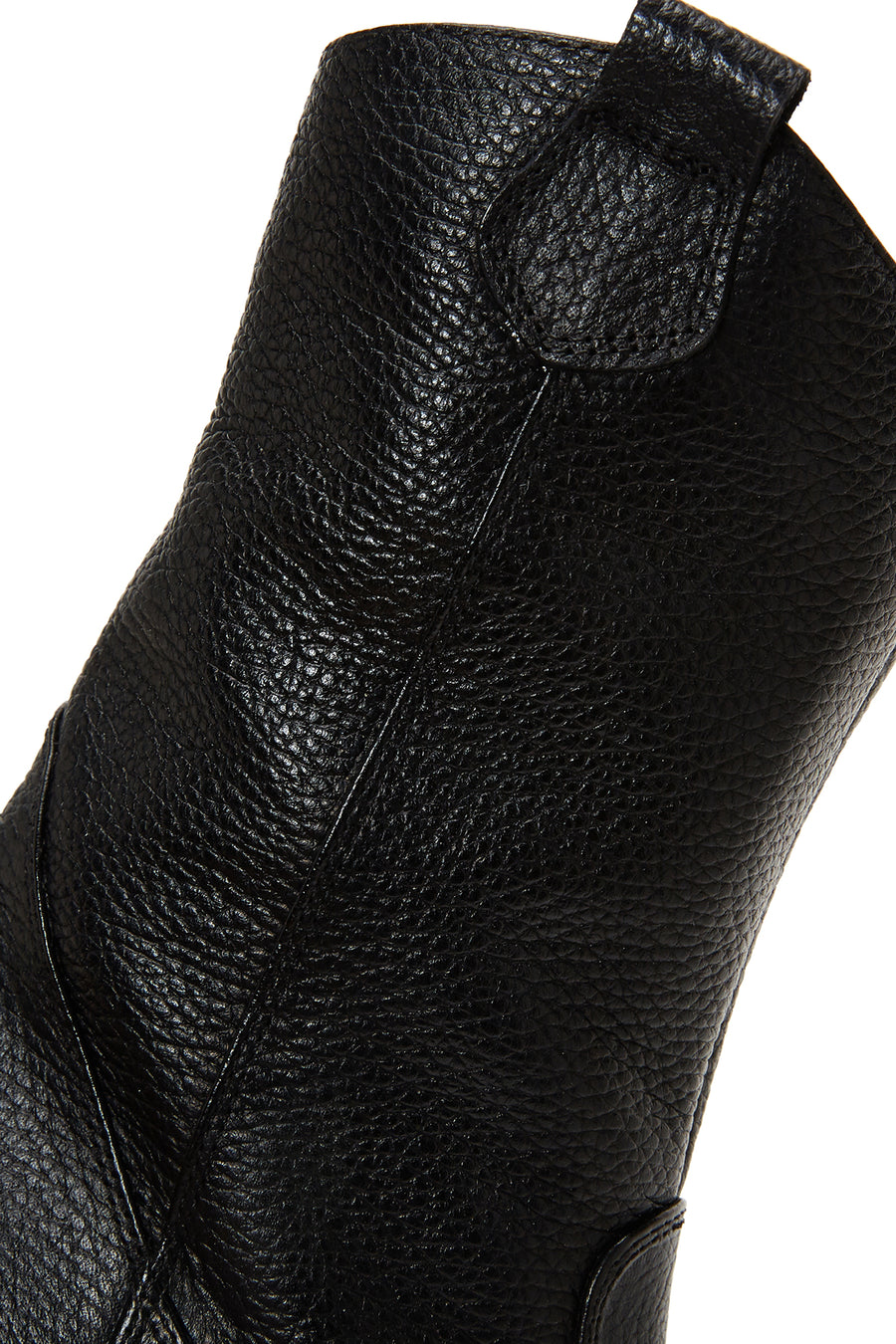 Women's Black Thick Heeled Leather Cowboy Boots