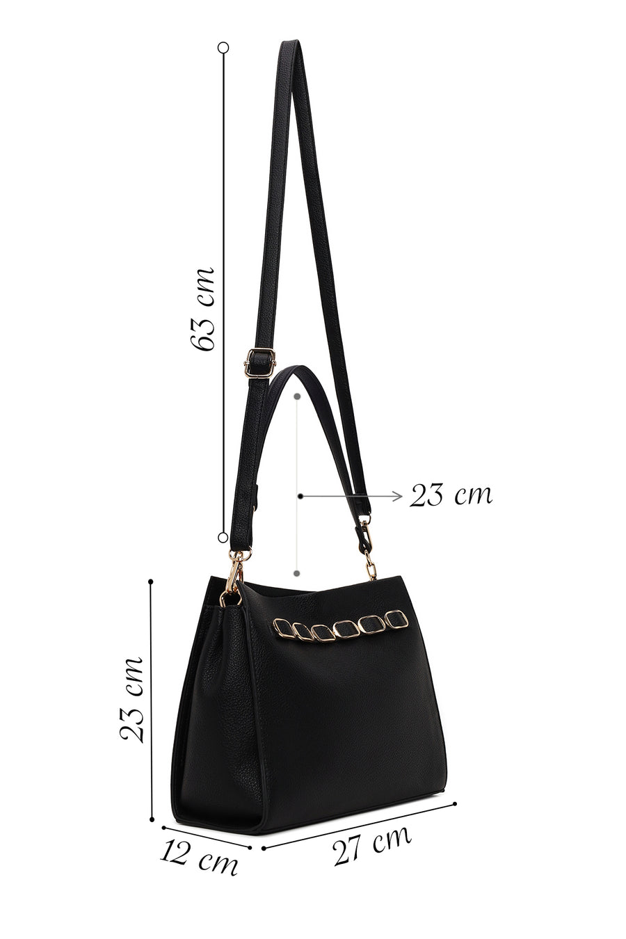 Woman Black Long-Strap Classic Shoulder Bag