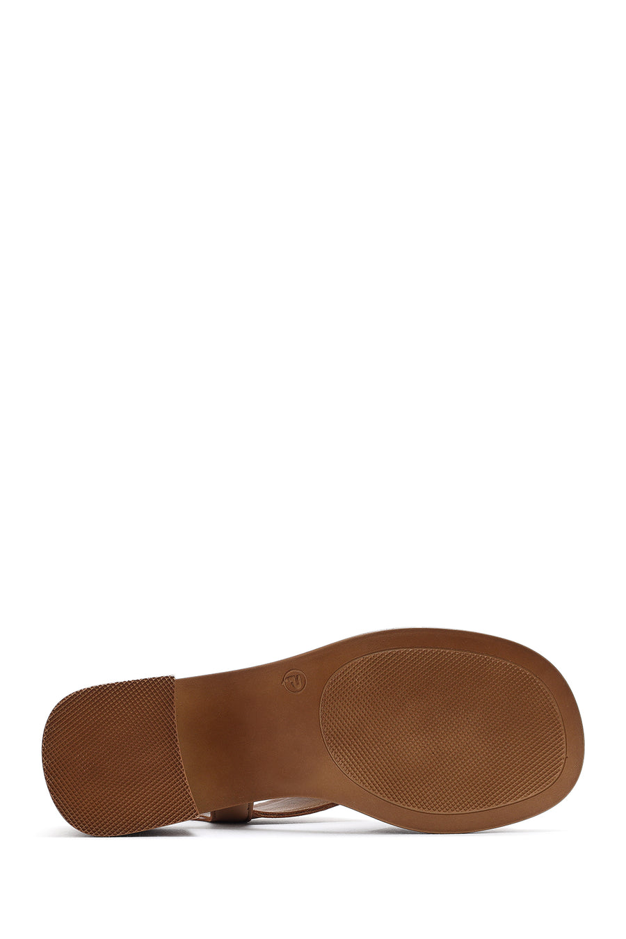 Women's Camel Ankle Strap Thick Heel Leather Sandals