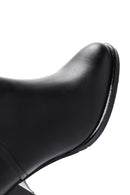 Woman Black Zip Closure Chunky-Heel Boots | Derimod