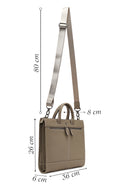 Men's Taupe Long Strap Leather Briefcase | Derimod