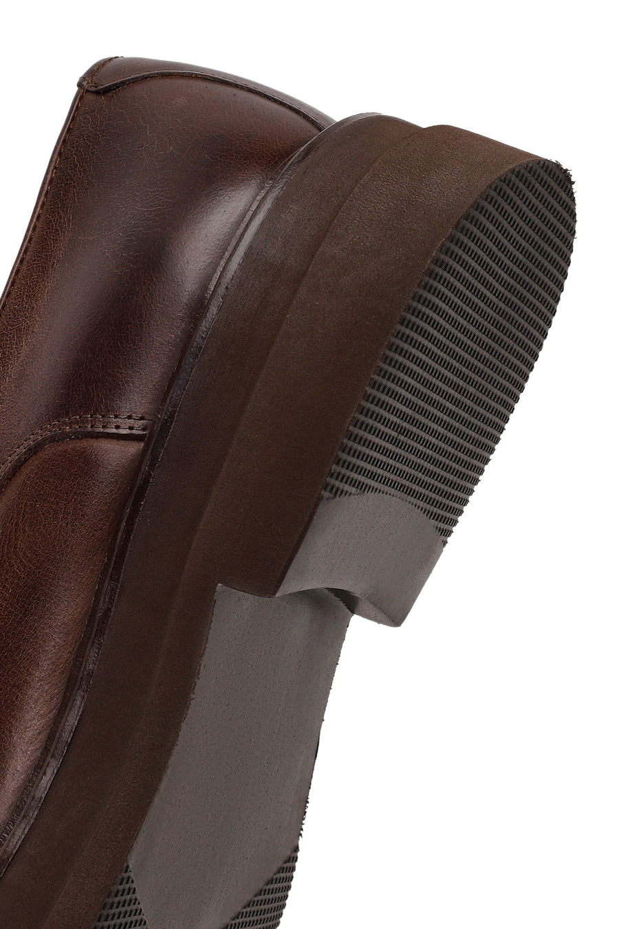 Male Brown Lace-Up Thick-Soled Leather Casual Shoe