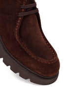 Male Brown Lace-up Suede Leather Casual Boots | Derimod