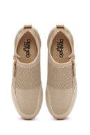 Derimod Zero Women's Beige Zippered Wedge Heel Fabric Sneakers | Derimod