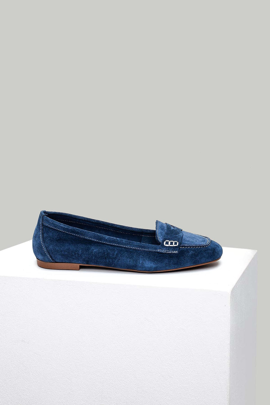 Mavi Süet Kadın Deri Loafer