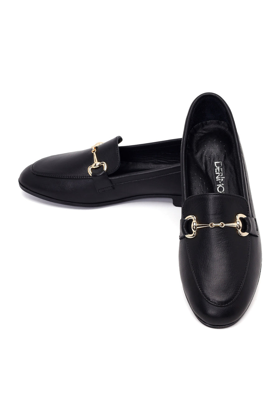 Woman Black Buckled Leather Classic Loafer