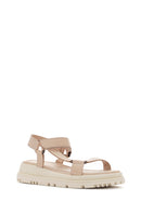 Women's Beige Ankle Strap Leather Comfort Sandals | Derimod