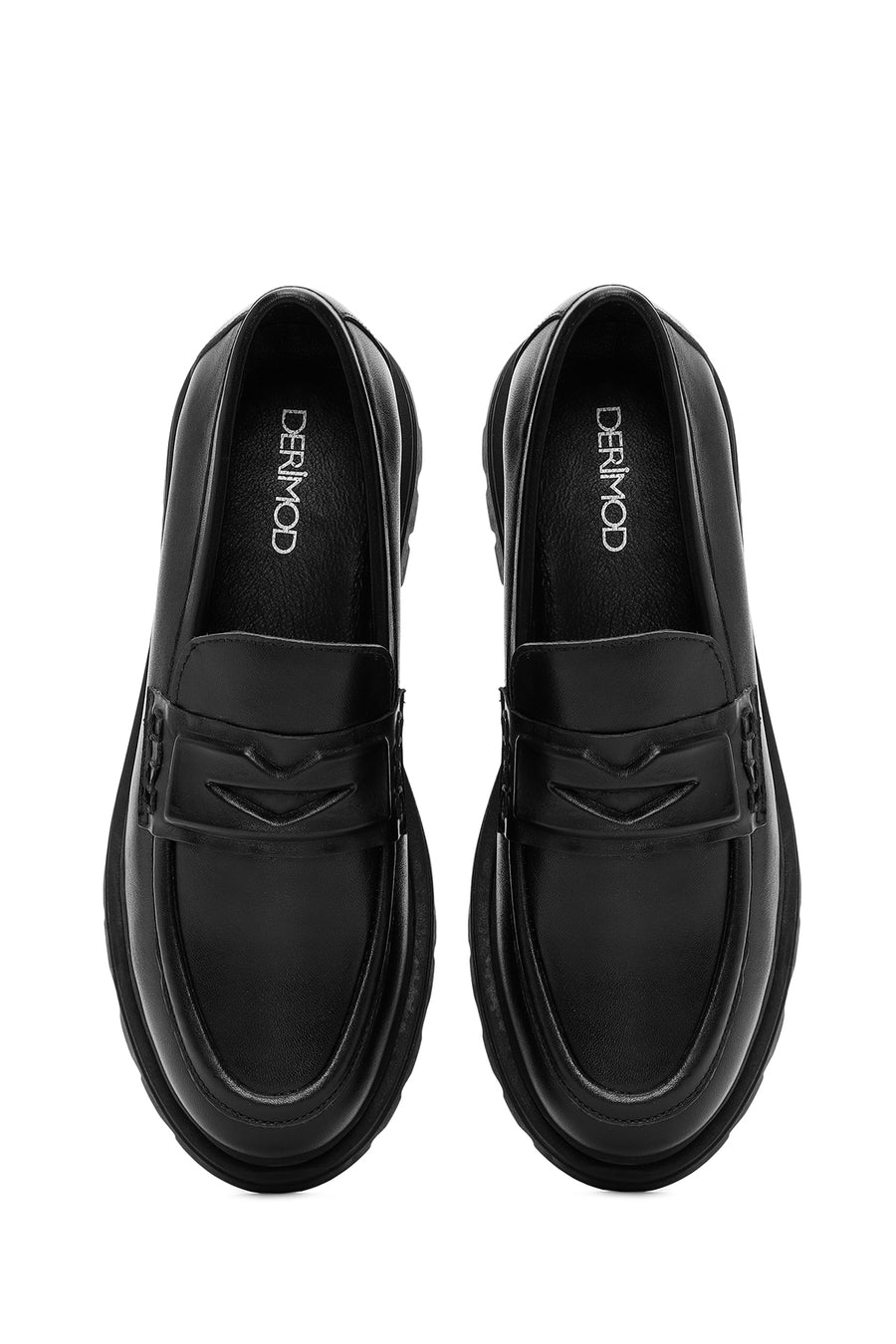 Women's Black Leather Masculine Loafer