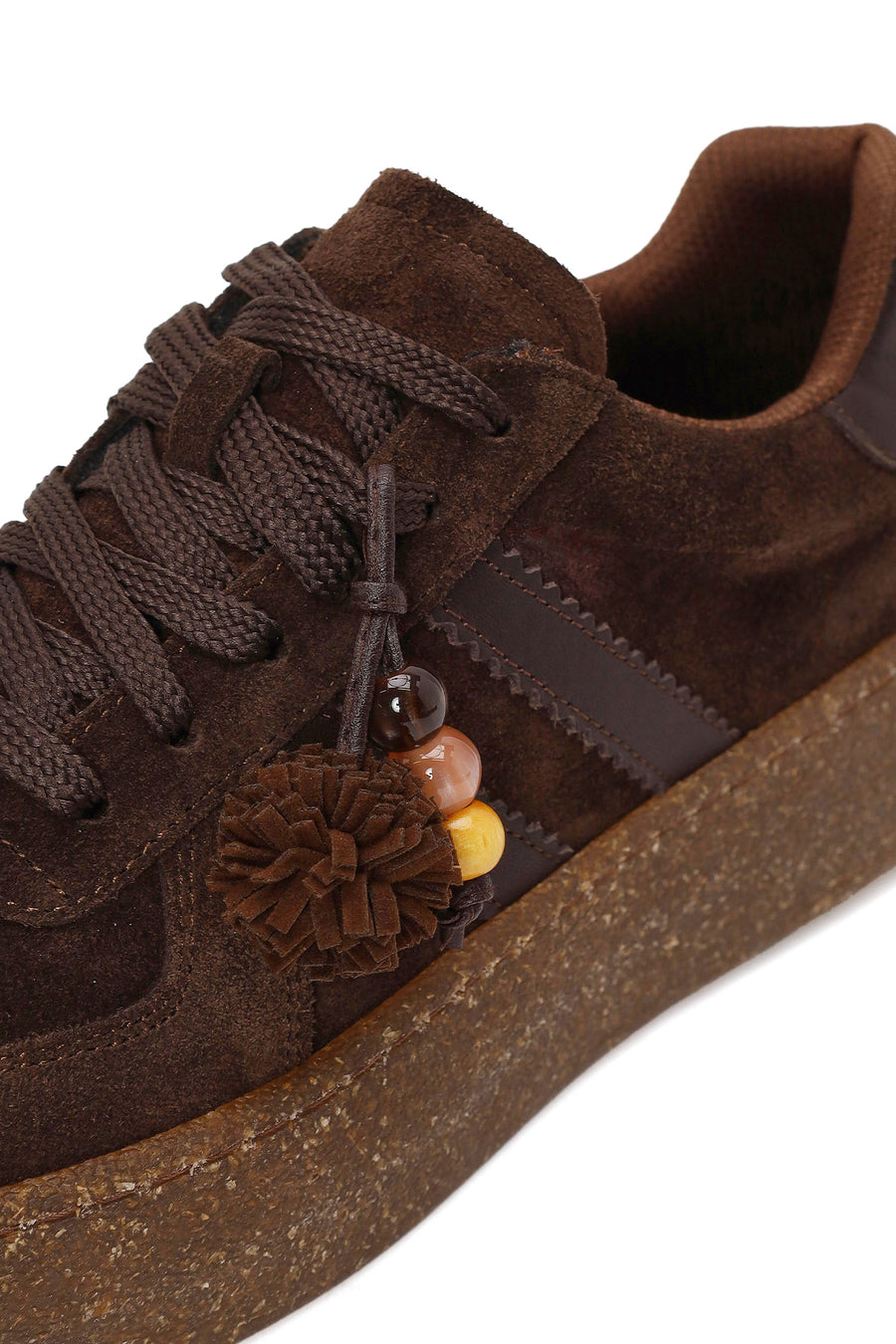 Kadın Kahverengi Bağcıklı Kalın Tabanlı Süet Deri Sneaker