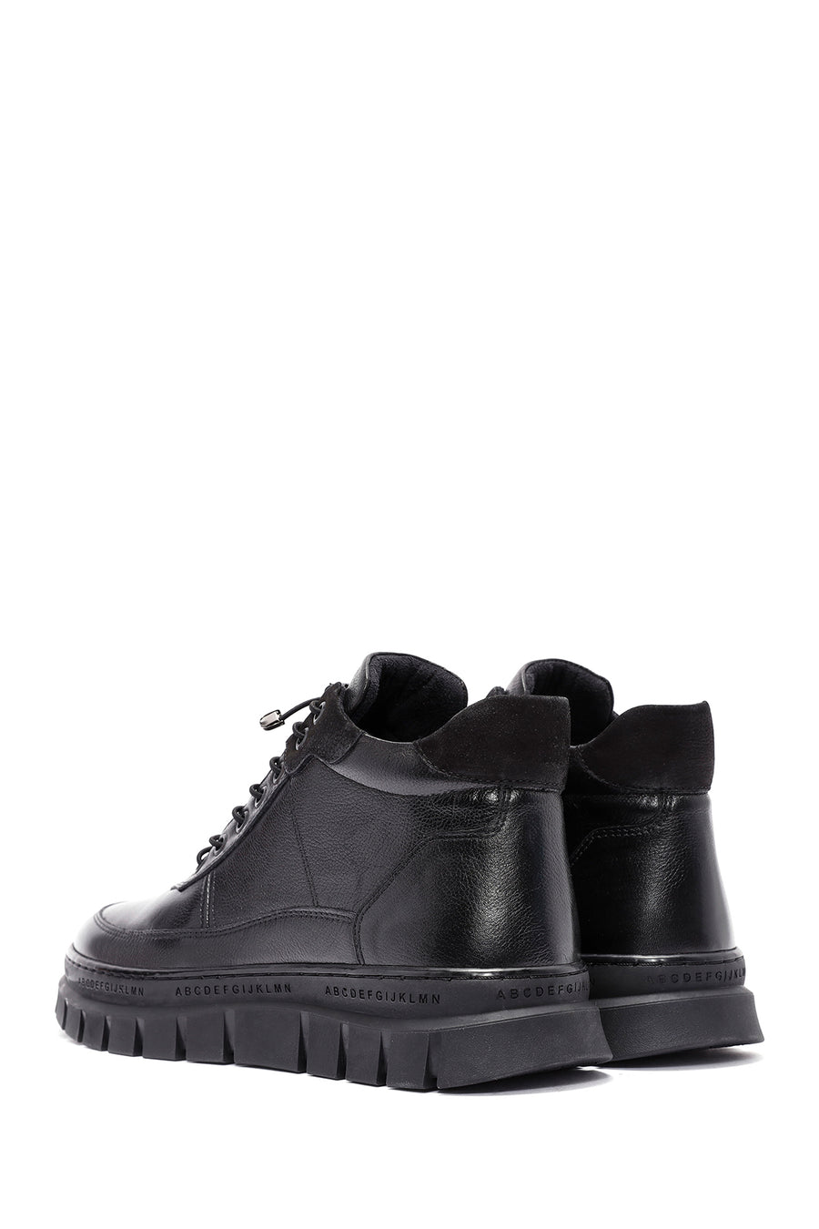 Men's Black Lace-Up Leather Casual Boots