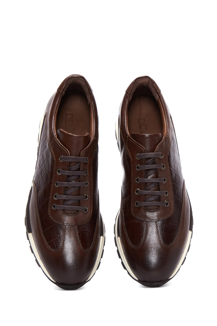 Erkek Kahverengi Deri Desenli Sneaker