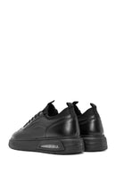 Erkek Siyah Bağcıklı Kalın Tabanlı Deri Sneaker | Derimod