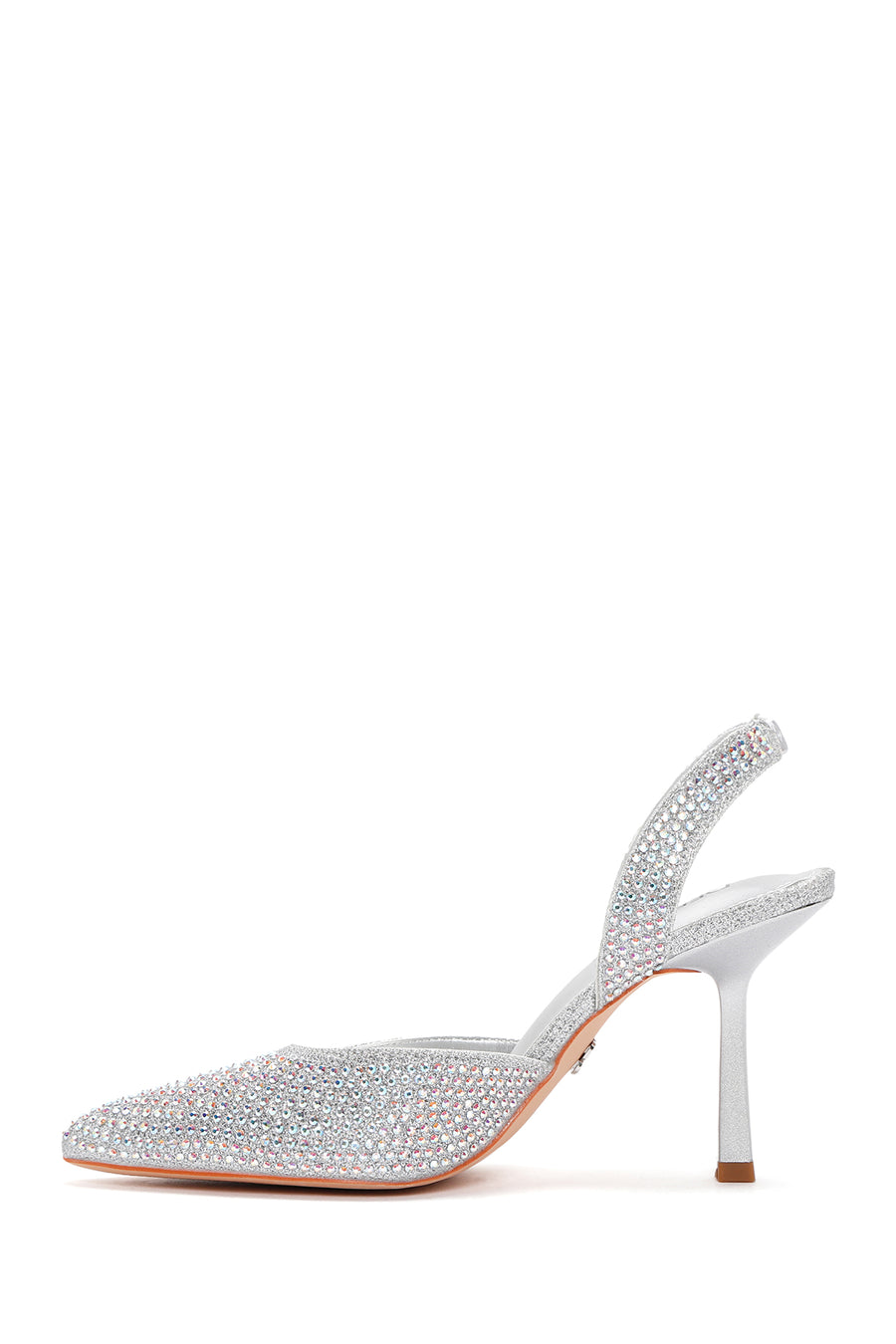 Women's Grey Stoned Open Back Thin Heeled Shoes