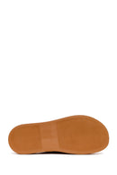 Woman Beige Double-Buckle Thick-Soled Suede Slipper | Derimod