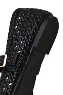 Woman Black Buckled Braided Ballerine flats | Derimod